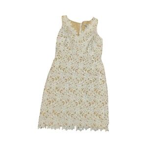 LOFT White with Cream underlay Floral Lace Mini Dress size 10 NWT